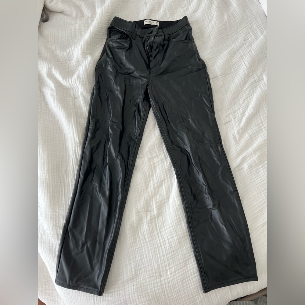 Black A&F leather pants